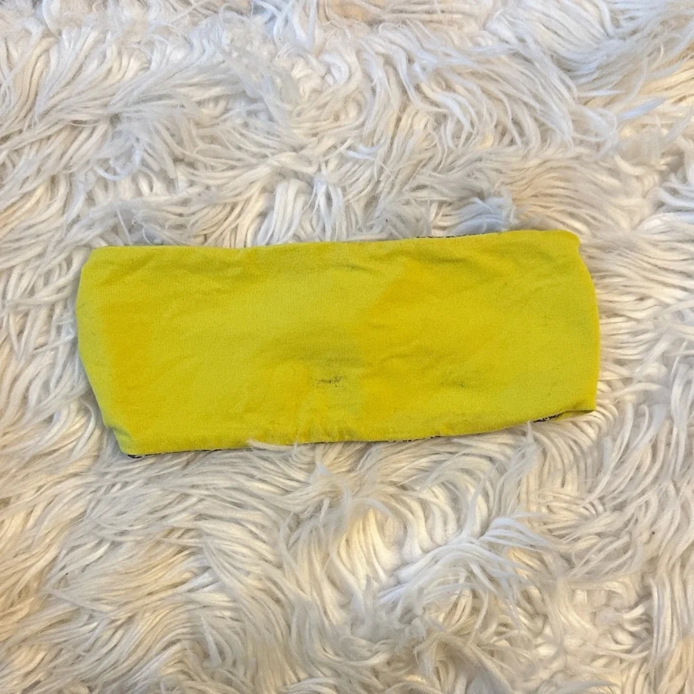 Lululemon Wunder Train Reversible Headband Yellow and Blue Patterned Headband
